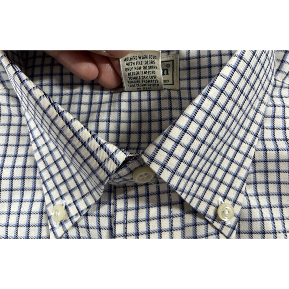 LL Bean Dress Shirt Mens Large Button Down Wrinkle Resistant Plaid Cotton - Picture 4 of 13